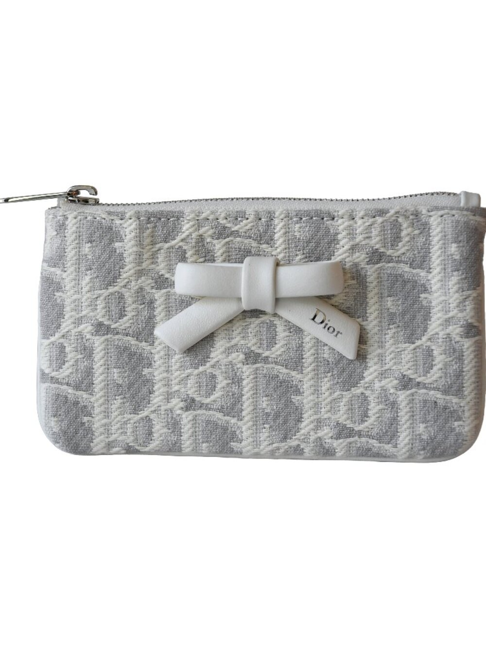 Dior Promenade Freesia Zipped Card Holder Pouch Latte Gray